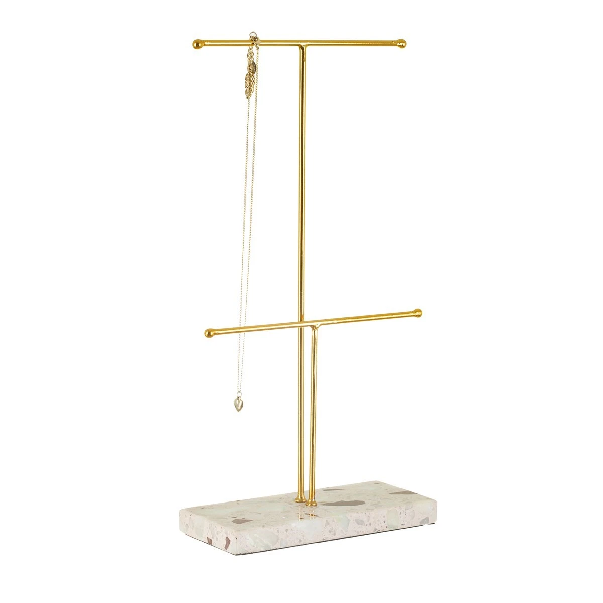 Double Terrazzo Gold Jewellery Stand - Image 4