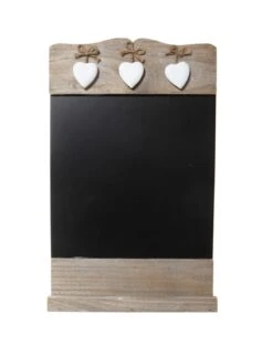 Chalkboard With 3 Wooden Hearts