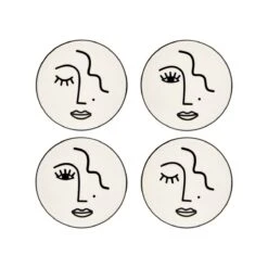 Abstract Face White Coasters - Set Of 4