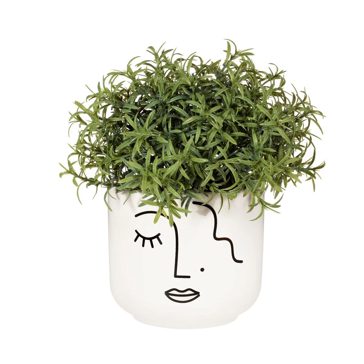 Abstract Face White Large Planter - Image 2